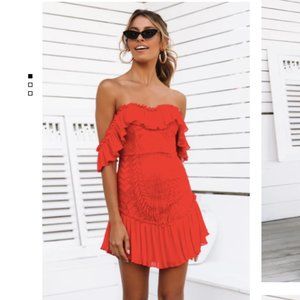 Red Flirty Off-shoulder Mini Dress